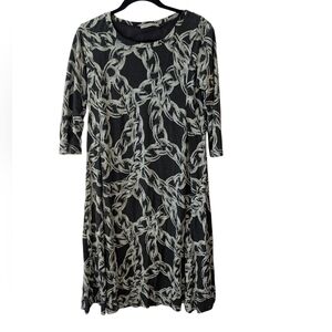 Samantha Sung 3/4 Sleeve Chain Pattern Tencel Dress Size 8